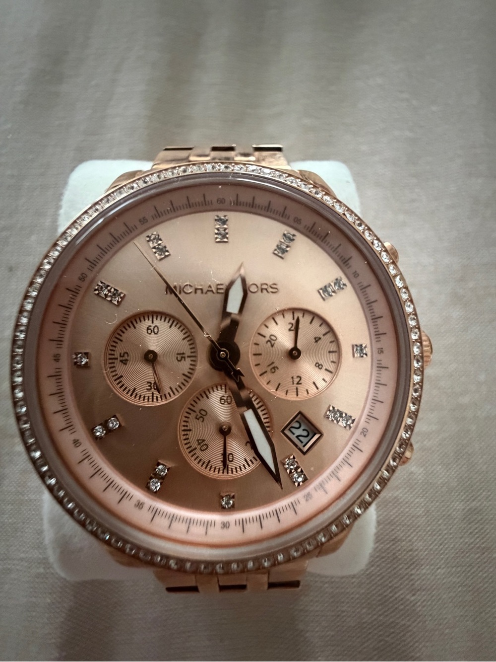 Michael Kors Rose Gold Crystal Accent Chronograph Watch